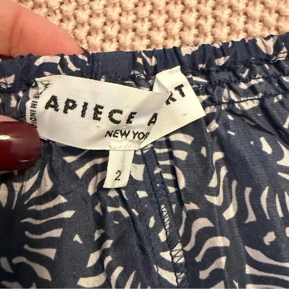 Apiece Apart Isla Wide Leg Jumpsuit 100% Silk Block Print Size 2 - Picture 12 of 16